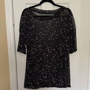 Black Sheer Starry Women's Top